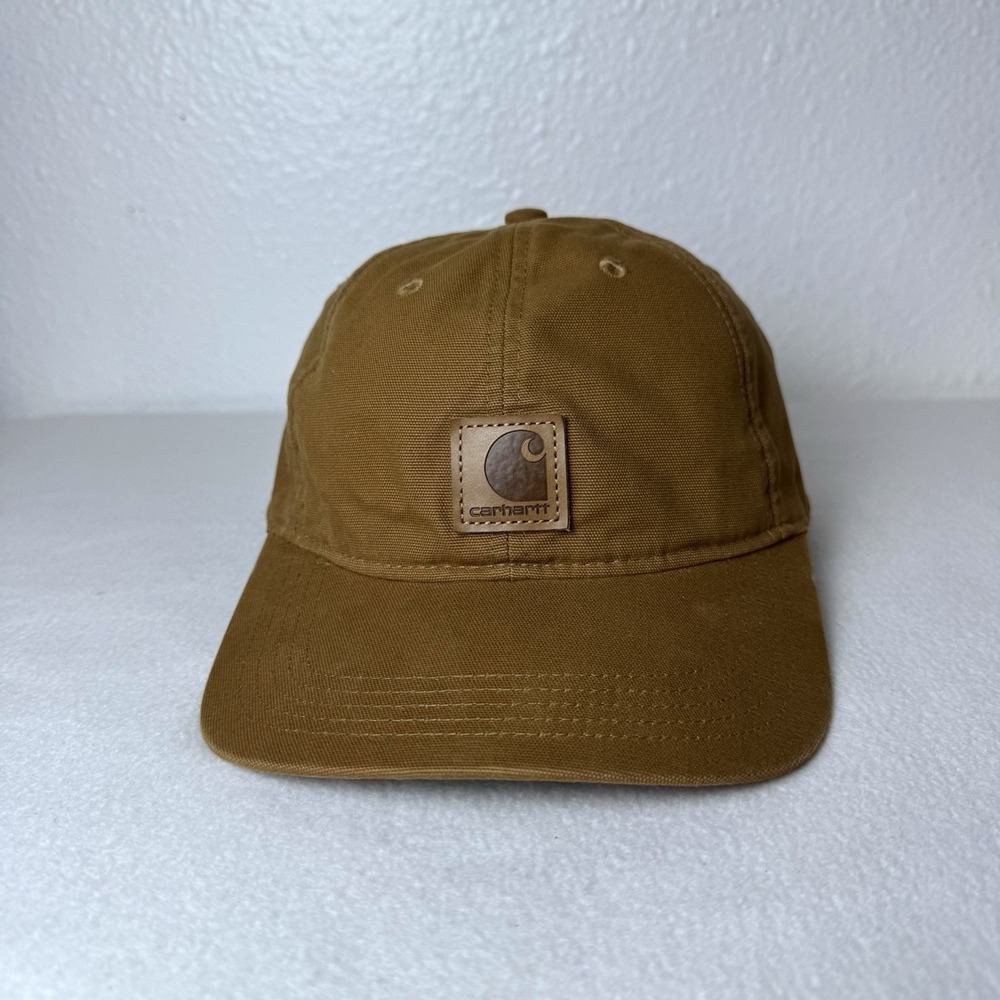 Carhartt Odessa Brown Duck Canvas Hat Cap Adjustable Workwear USA Logo Patch
